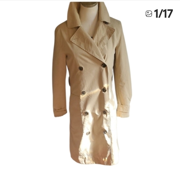 GAP Double-Breasted Tan Trench Coat Size XS - Picture 11 of 17